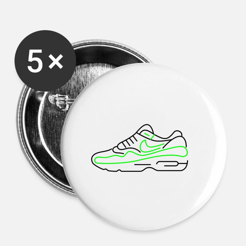 Baskets - Lot de 5 petits badges (25 mm) - blanc