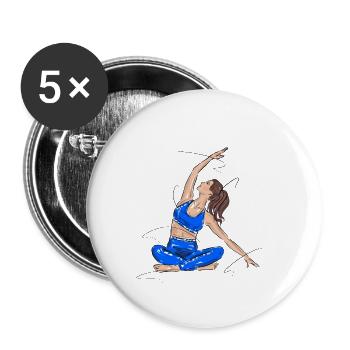 Sexy fitness woman stretching yoga pilates - Buttons small 1''/25 mm (5-pack) - white - Front
