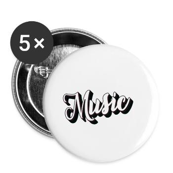 Music - Buttons klein 25 mm (5er Pack) - Weiß - Vorne