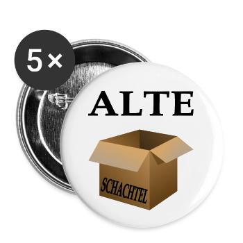 Alte Schachtel - Version 1 - Happy Birthday - Buttons klein 25 mm (5er Pack) - Weiß - Vorne