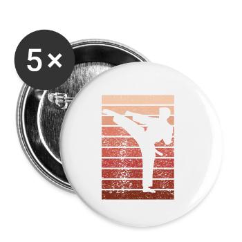 Karate Vintage - Buttons klein 25 mm (5er Pack) - Weiß - Vorne