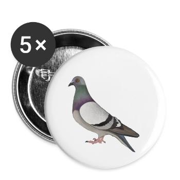 Pigeon de rue - Lot de 5 petits badges (25 mm) - blanc - Devant
