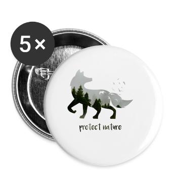 Conservation renard environnement animal cadeau - Lot de 5 petits badges (25 mm) - blanc - Devant