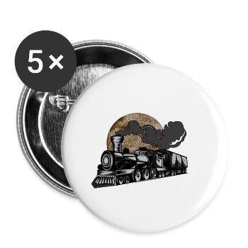 Zug train steam block steam locomotive narrow-gauge railway - Buttons small 1''/25 mm (5-pack) - white - Front