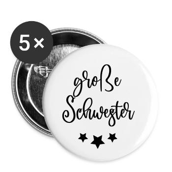 große schwester - Buttons klein 25 mm (5er Pack) - Weiß - Vorne