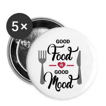 Good Food is Good Mood - Buttons klein 25 mm (5er Pack) - Weiß - Vorne
