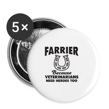 Farrier Blacksmith Funny Gift - Buttons small 1''/25 mm (5-pack) - white - Front