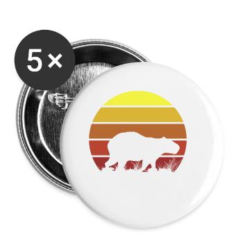 Design réaliste rétro Capybara Vintage Sunset - Lot de 5 petits badges (25 mm) - blanc - Devant