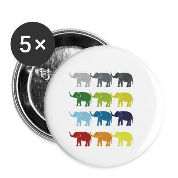 Neon Pop Art Retro Elefant Dickhäuter Geschenkidee - Buttons klein 25 mm (5er Pack) - Weiß - Vorne