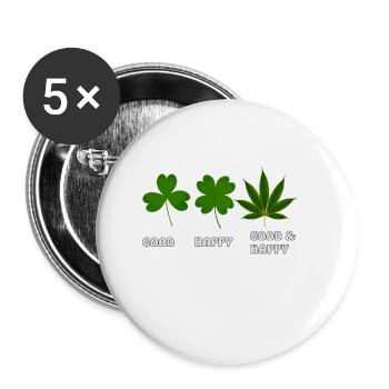 CLOVER HEMP LEAF - Buttons small 1''/25 mm (5-pack) - white - Front