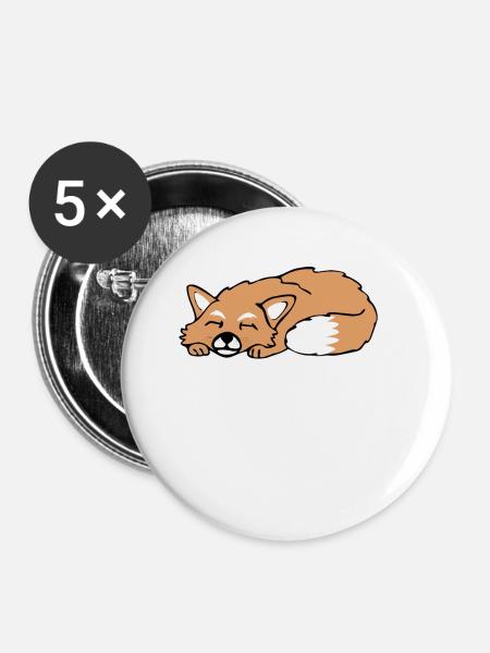 Niedlicher Schlafender Fuchs Schlaf Geschenk - Buttons klein 25 mm (5er Pack) - Weiß