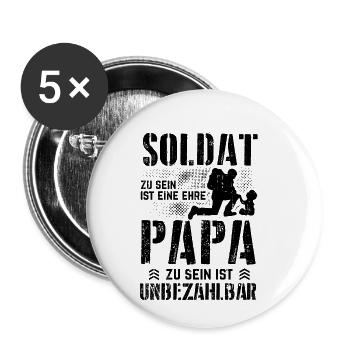 Soldat Papa Sohn - Bundeswehr Ehre Soldaten Vater - Buttons klein 25 mm (5er Pack) - Weiß - Vorne