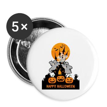 Halloween - Lot de 5 petits badges (25 mm) - blanc - Devant