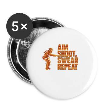 Boule Aim Shoot Swear Pétanque Boccia - Lot de 5 petits badges (25 mm) - blanc - Devant