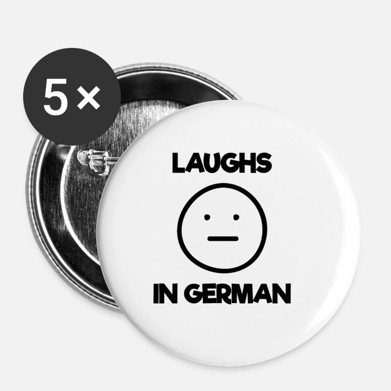 Laughter Meme Germany German Emoticon Gift - Buttons small 1''/25 mm (5-pack) - white