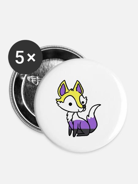 Nonbinärer Fuchs Nonbinary Pride - Buttons klein 25 mm (5er Pack) - Weiß