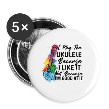 I Play The Ukulele Because I Like It Ukulele Playe - Buttons small 1''/25 mm (5-pack) - white - Front