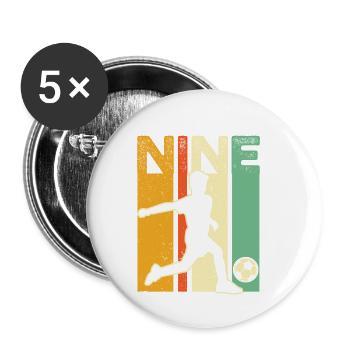 9. Geburtstag Fußballtrikot - 9 Jahre altes Fußballspiel - Buttons klein 25 mm (5er Pack) - Weiß - Vorne