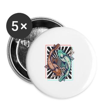 Poisson koi koi Japon - Lot de 5 petits badges (25 mm) - blanc - Devant