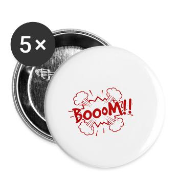 comic Boom - Buttons klein 25 mm (5er Pack) - Weiß - Vorne
