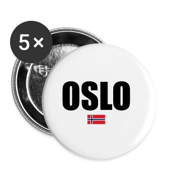 Norvège Oslo Voyage Cadeau Idée cadeau - Lot de 5 petits badges (25 mm) - blanc - Devant