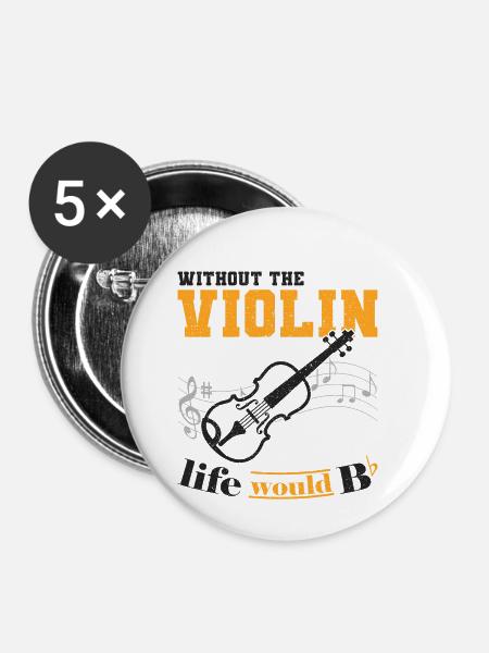 Violine - Buttons klein 25 mm (5er Pack) - Weiß
