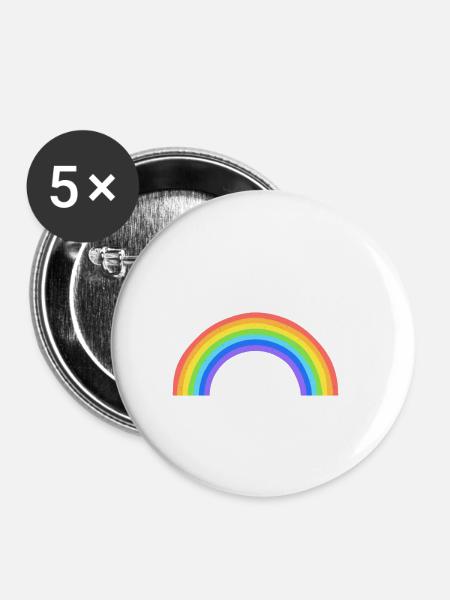 Rainbow - Buttons klein 25 mm (5er Pack) - Weiß