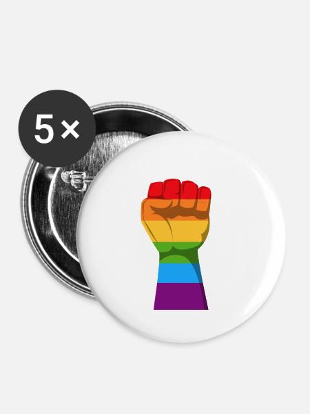 Rainbow - Buttons klein 25 mm (5er Pack) - Weiß