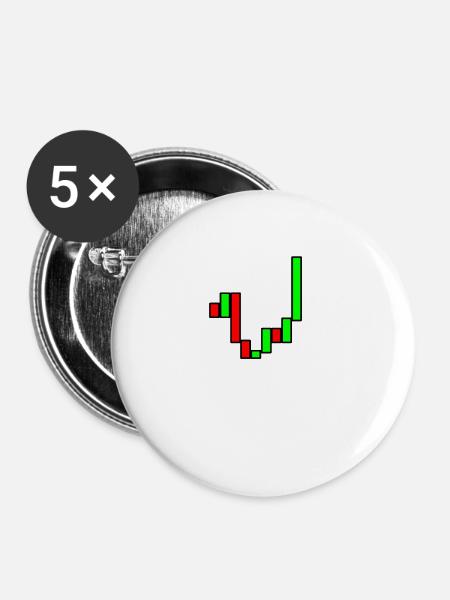 Trader - Buttons klein 25 mm (5er Pack) - Weiß