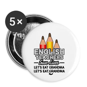 Englischlehrer retten Leben - Buttons klein 25 mm (5er Pack) - Weiß - Vorne