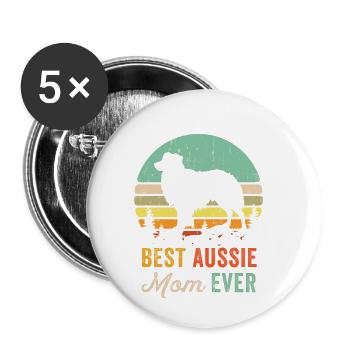 Best Australian Shepherd Mama Mom Shirt - Vintage - Buttons small 1''/25 mm (5-pack) - white - Front