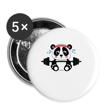 Kawaii Panda Workout Barbell - Buttons small 1''/25 mm (5-pack) - white - Front