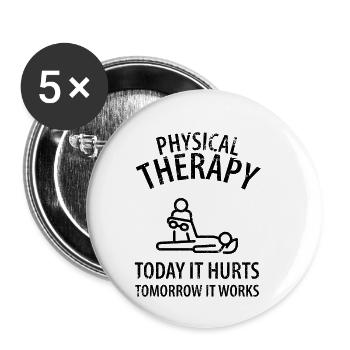 Cadeau drôle de physiothérapeute disant drôle - Lot de 5 petits badges (25 mm) - blanc - Devant