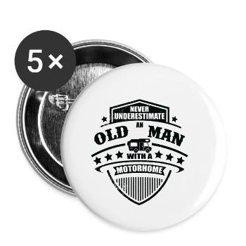 Wohnmobil Camping Old Man Motorhome Camper Womo - Buttons klein 25 mm (5er Pack) - Weiß - Vorne