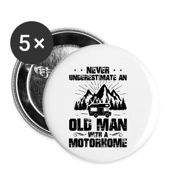 Wohnmobil Camping Old Man Motorhome Camper Womo - Buttons klein 25 mm (5er Pack) - Weiß - Vorne