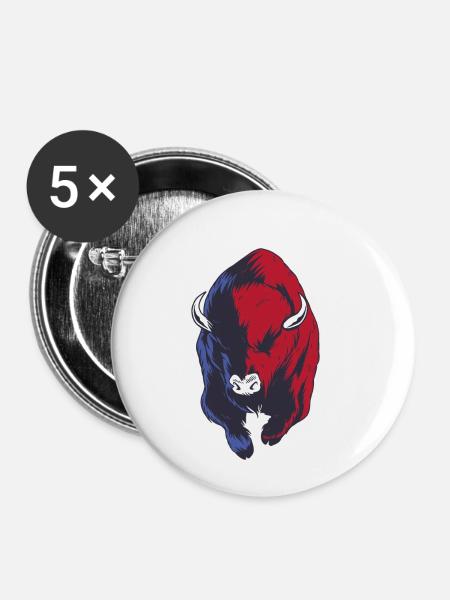 Bison Buffalo - Buttons klein 25 mm (5er Pack) - Weiß
