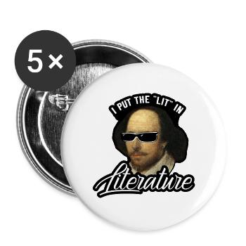 Shakespeare Literatur Leseratte - Buttons klein 25 mm (5er Pack) - Weiß - Vorne