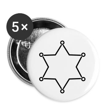 Sheriff Stern Rahmen - Buttons klein 25 mm (5er Pack) - Weiß - Vorne