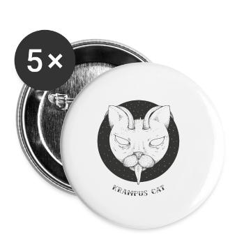 T-shirt de cadeau de Noël de chat de Krampus - Lot de 5 petits badges (25 mm) - blanc - Devant