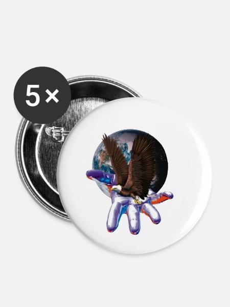Adler - Buttons klein 25 mm (5er Pack) - Weiß