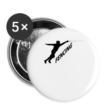 Fechten Fencing Fechter - Buttons klein 25 mm (5er Pack) - Weiß - Vorne