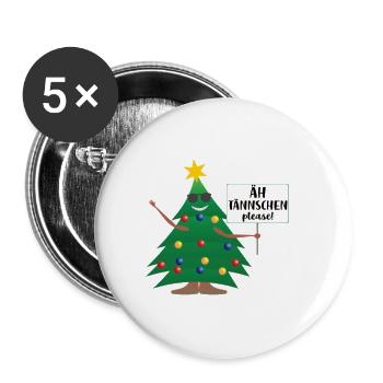 Lustiges Weihnachts Motiv Christbaum Tannenbaum - Buttons klein 25 mm (5er Pack) - Weiß - Vorne