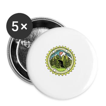 Retro Mountainbike MTB Kranz für Mountainbike Fans - Buttons klein 25 mm (5er Pack) - Weiß - Vorne