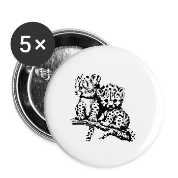 Guépard - Lot de 5 petits badges (25 mm) - blanc - Devant