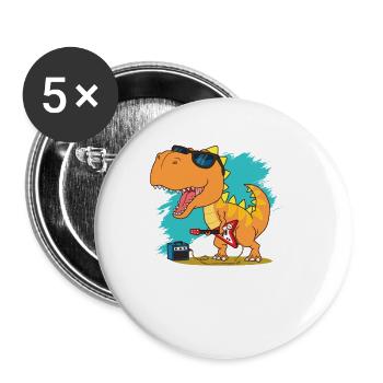 dinosaur - Buttons small 1''/25 mm (5-pack) - white - Front