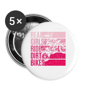 Vintage Real Girls Ride Dirt Bikes - Buttons small 1''/25 mm (5-pack) - white - Front