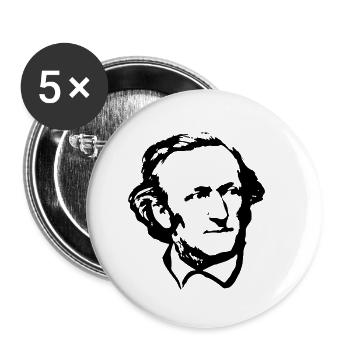 Richard Wagner Schwarz auf Weiß - Buttons klein 25 mm (5er Pack) - Weiß - Vorne