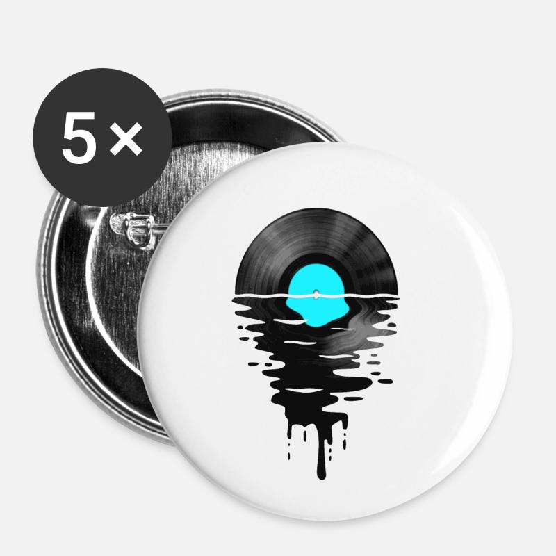 Vinyl LP Record Sunset Light blue - Buttons small 1''/25 mm (5-pack) - white