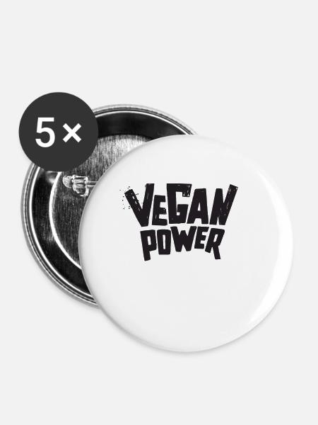 Veganer vegan Power - Buttons klein 25 mm (5er Pack) - Weiß
