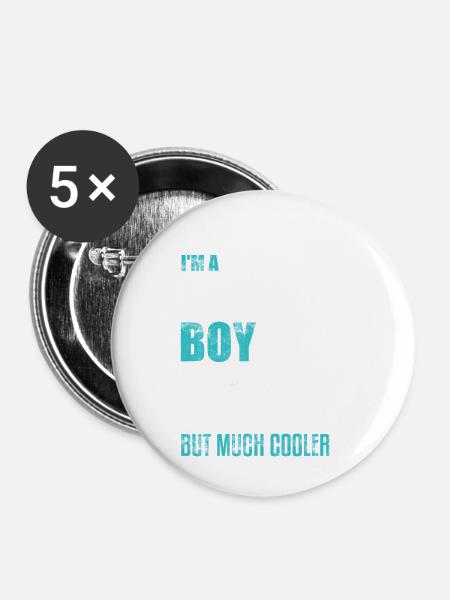 Hockey Junge - Buttons klein 25 mm (5er Pack) - Weiß
